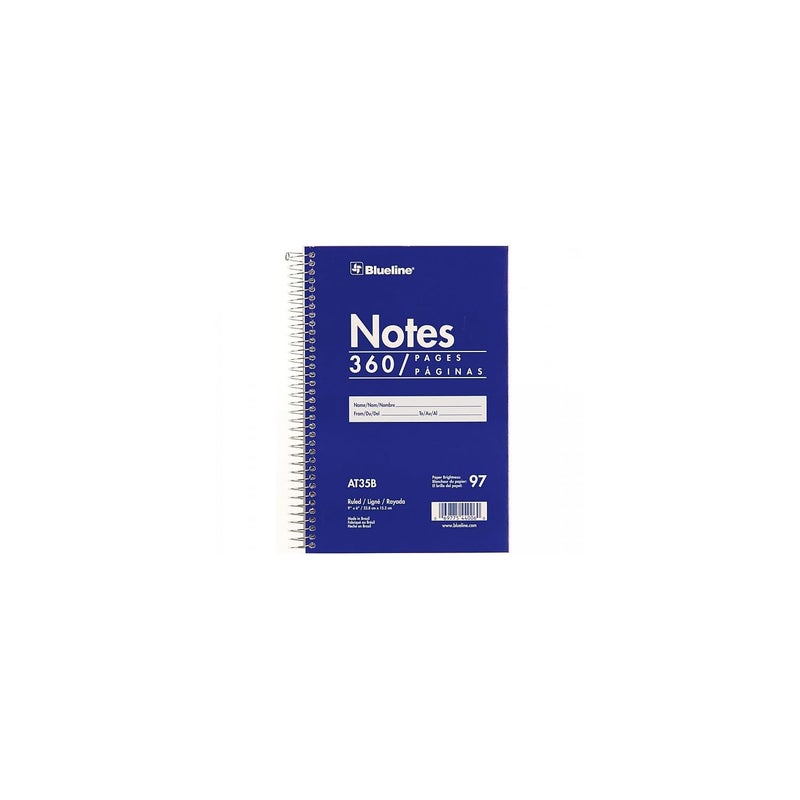 Blueline Steno Pad/Note Pad, Spiral Binding with Flexible Blue Cover, 9 x 6 x 0.813 Inches, 360 Pages (AT35B) - Image 1